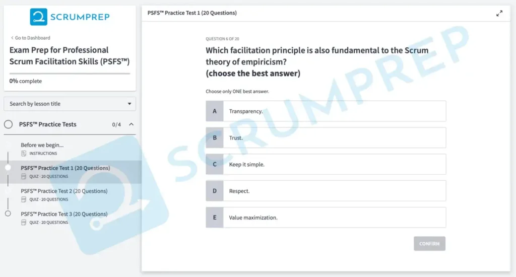 PSFS Practice Test Screenshot 06a