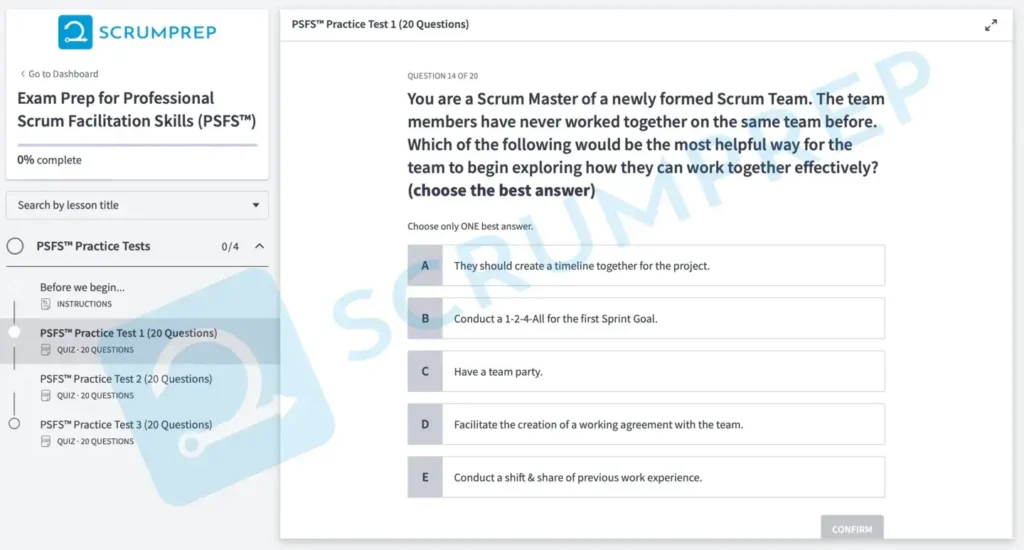 PSFS Practice Test Screenshot 14a