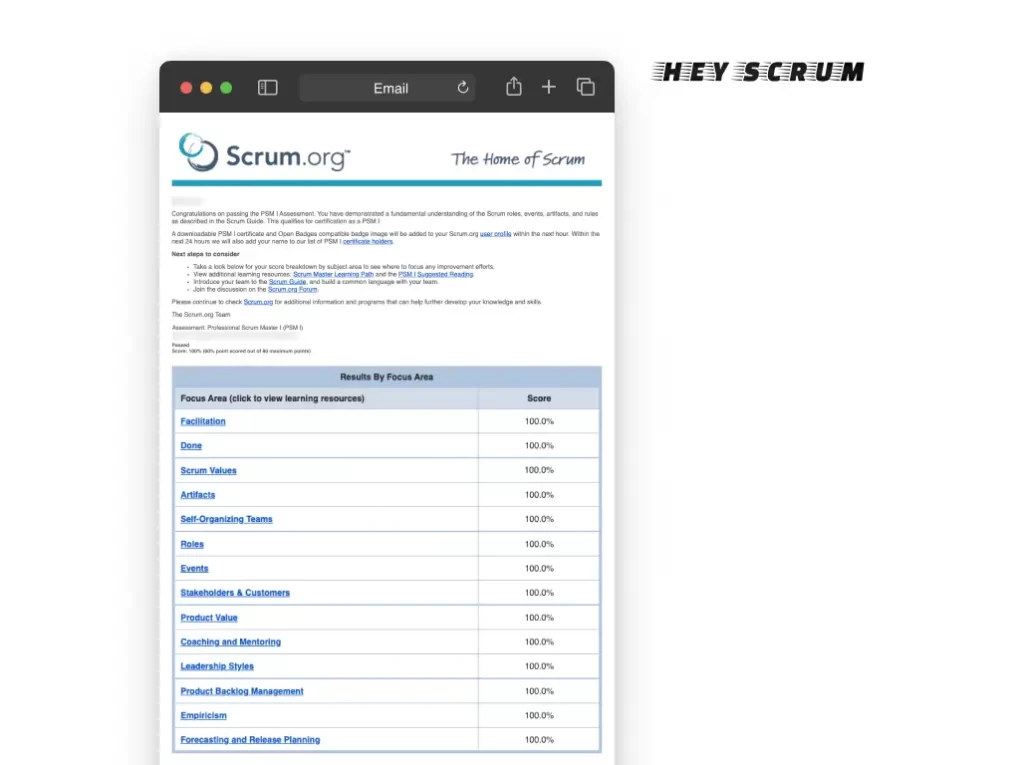 HeyScrum Definitive Guide Results-email