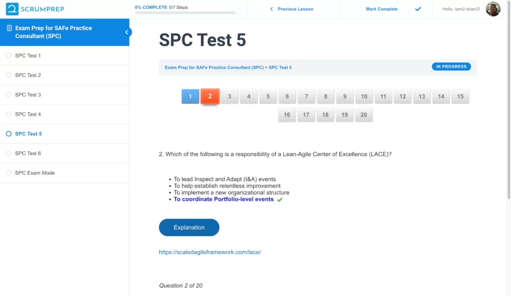 SPC Practice Question - ScrumPrep