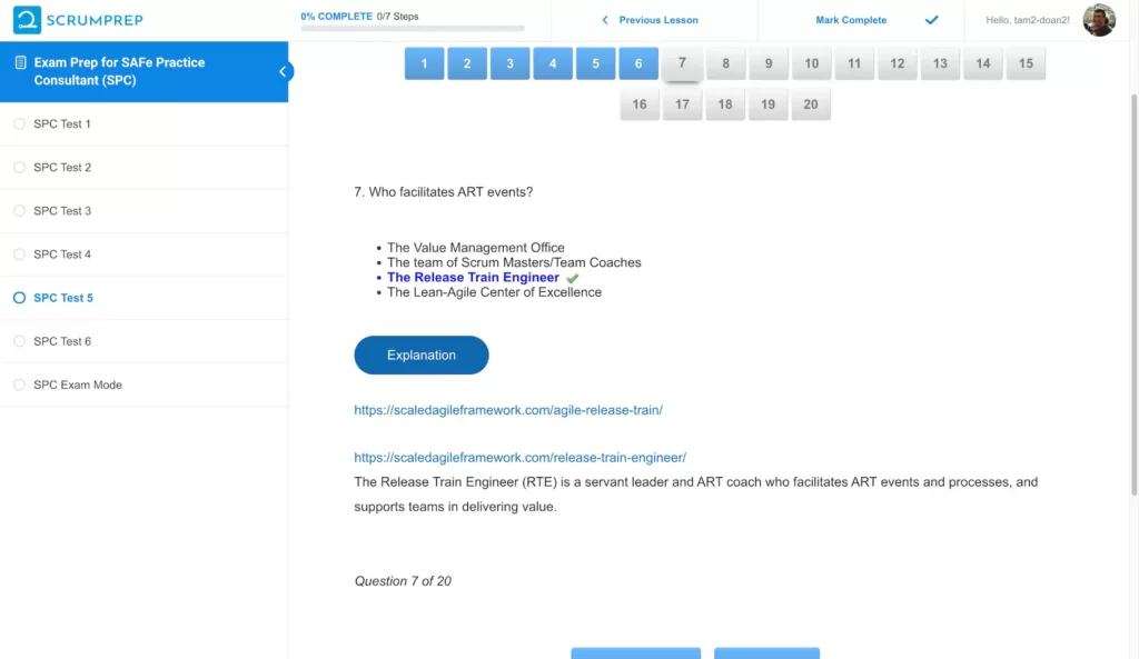 SPC Practice Question - ScrumPrep