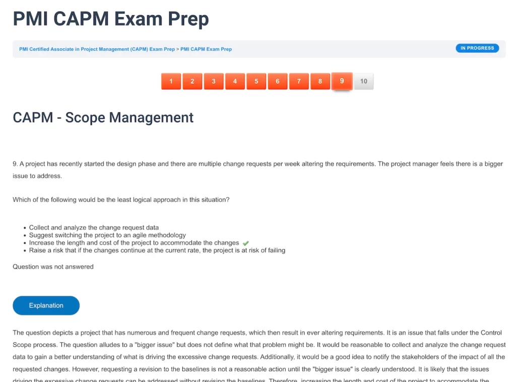 CAPM Test Question - ScrumPrep