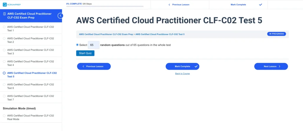 AWS Certified Cloud Practitioner CLF-C02 Screenshot 1