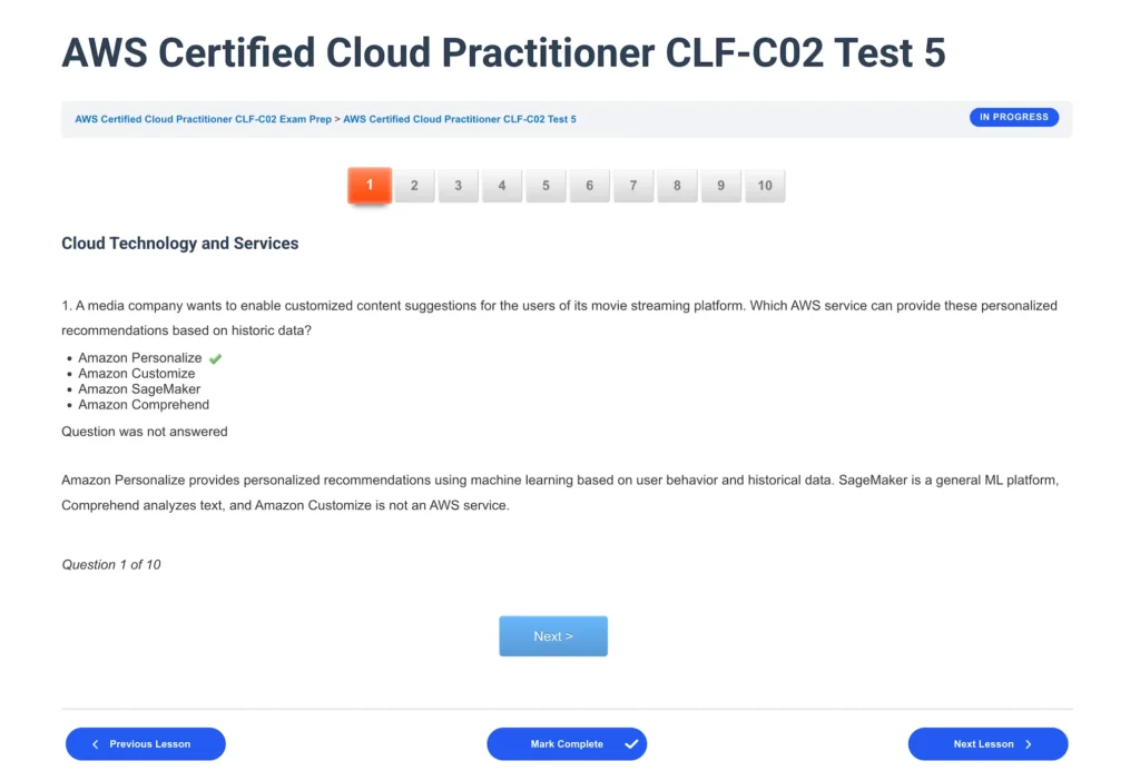 AWS Certified Cloud Practitioner CLF-C02 Screenshot 3