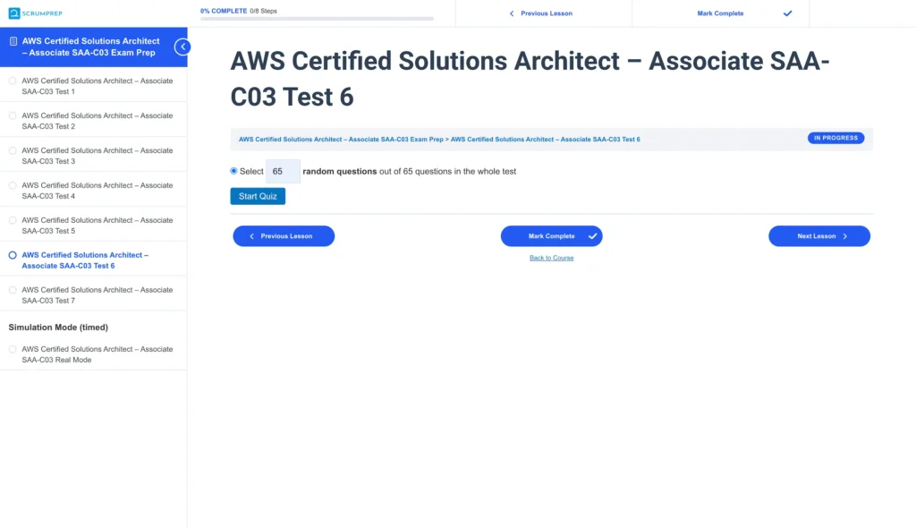 AWS Certified Solutions Architect - Associate (SAA-C03) Screenshot 1